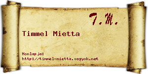 Timmel Mietta névjegykártya